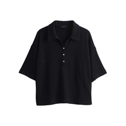 Opus Poloshirt Loose in Strickoptik - Silkas - schwarz (900)