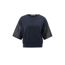 Yaya Boatneck sweater with transparence parts - blue (94010)