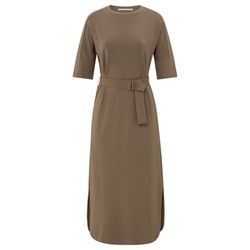 Yaya Jersey midi dress with belt - brown (81017)