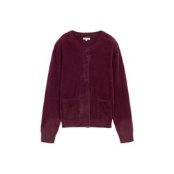 Tom Tailor Feather yarn cardigan with button placket - red (16427)