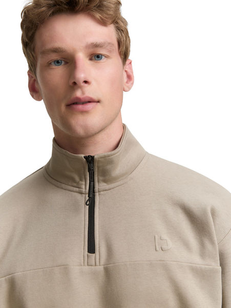 Tom Tailor Denim Troyer Sweatshirt mit Logo-Print - beige (38323)