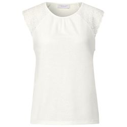 Street One Studio Linen-look top with lace - white (10108)