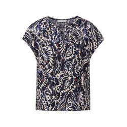 Street One Studio Patterned blouse with gathers - blue (36821)