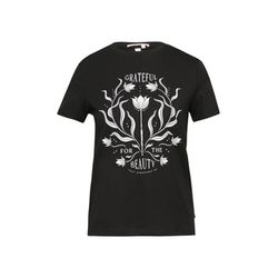 Q/S designed by Cotton shirt with front print - black (99D0)
