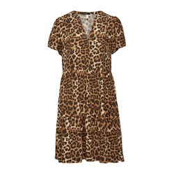 Q/S designed by Kurzes Viskosekleid mit All-over-Print  - braun/schwarz (99A9)
