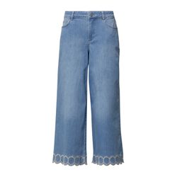 comma Culotte-Jeans im Loose Fit mit Stickerei am Saum - blau (52Z2)