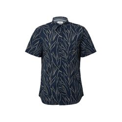 s.Oliver Red Label Slim Fit: Patterned short-sleeved shirt with Kent collar - blue (58A8)