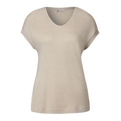 Street One Glitzerndes V-Neck Shirt - beige (16667)