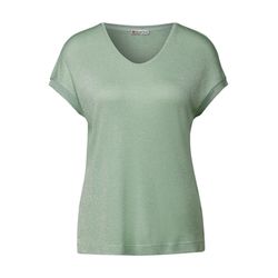 Street One Glitzerndes V-Neck Shirt - grün (16341)
