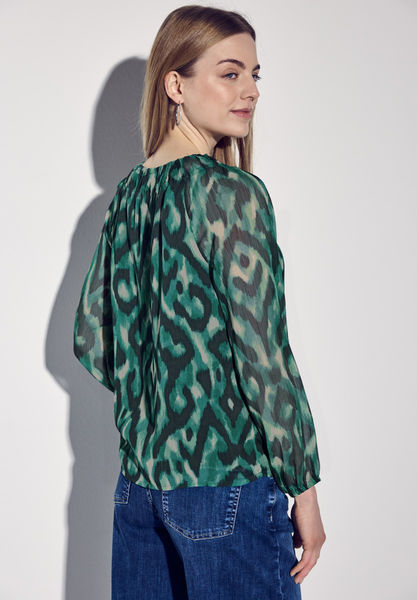 Street One Gemusterte Chiffon-Bluse - grün (35930)