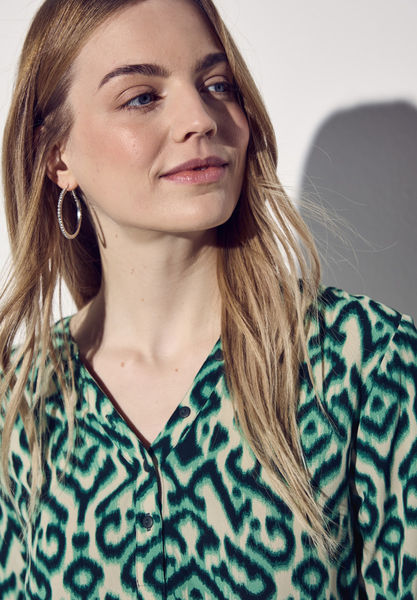 Street One Print Shirt mit Knopfdetail - grün (35930)