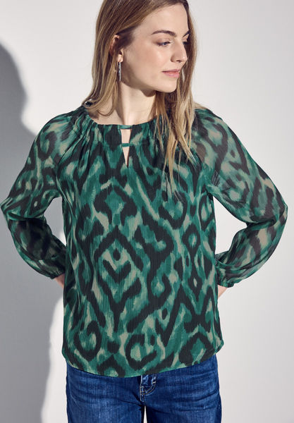 Street One Gemusterte Chiffon-Bluse - grün (35930)
