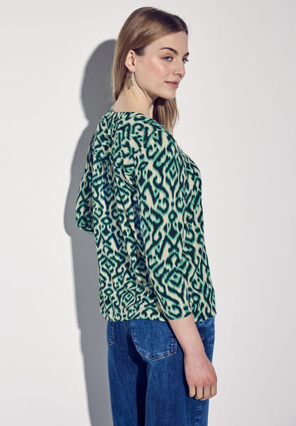 Street One Print Shirt mit Knopfdetail - grün (35930)