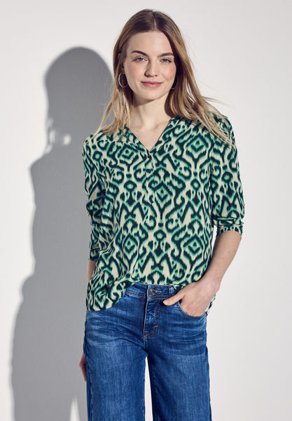 Street One Print Shirt mit Knopfdetail - grün (35930)