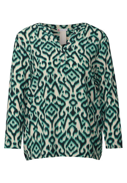 Street One Print Shirt mit Knopfdetail - grün (35930)