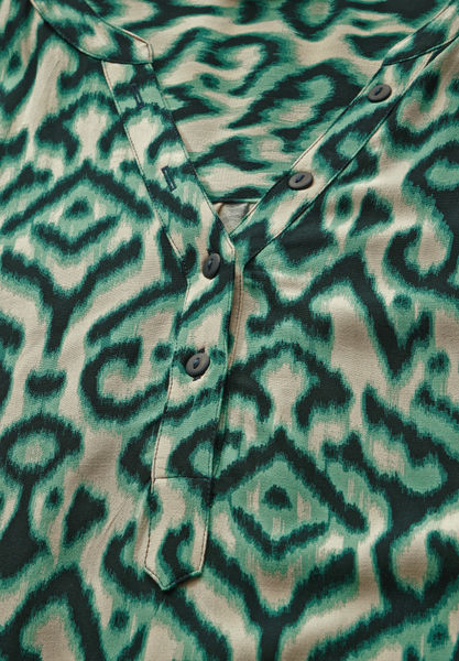 Street One Print Shirt mit Knopfdetail - grün (35930)