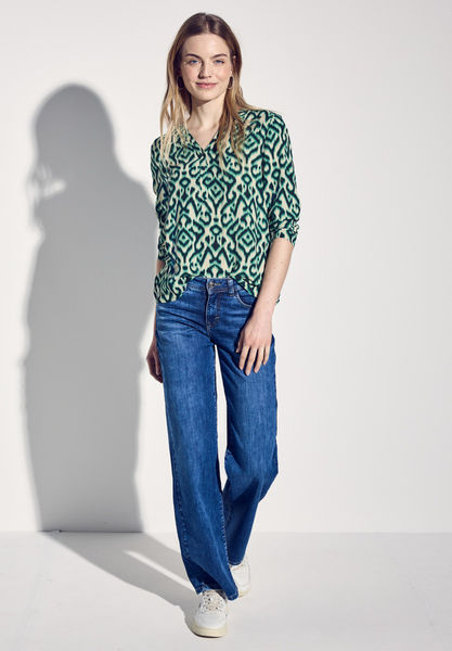 Street One Print Shirt mit Knopfdetail - grün (35930)