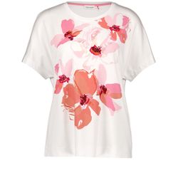 Gerry Weber Collection Softes Kurzarmshirt mit floralem Frontprint - beige/weiß (09091)