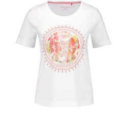 Gerry Weber Collection T-Shirt aus Baumwolle mit Frontprint und Wording - beige/weiß (09120)