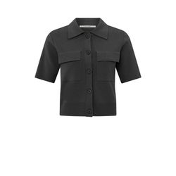 Yaya Short sleeve cardigan with chest pockets - black (94205)