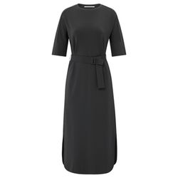 Yaya Midikleid aus Jersey mit Gürtel - schwarz (94205)