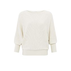 Yaya Jacquard-Pullover mit U-Boot-Ausschnitt - beige/weiß (99986)