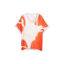 Tom Tailor T-shirt col V - blanc/orange (10332)