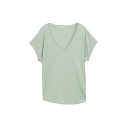 Tom Tailor Denim Loose Fit T-Shirt mit V-Ausschnitt - grün (13632)