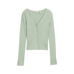 Tom Tailor Denim Ripp Cardigan mit Ärmelschlitzen - grün (13632)