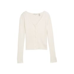 Tom Tailor Denim Ripp Cardigan mit Ärmelschlitzen - weiß (10332)
