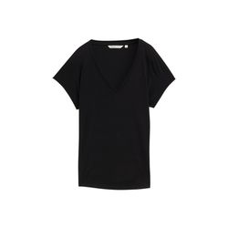 Tom Tailor Denim Loose Fit T-Shirt mit V-Ausschnitt - schwarz (14482)