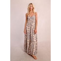 Molly Bracken Long dress with straps and print - beige (CRECAP)