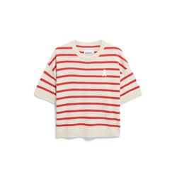 Armedangels T-Shirt - Lizaa Lino Stripes - beige/red (3160)