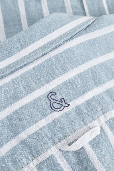 Colours & Sons Leinenhemd gestreift - Kimono Stripes - blau (585)