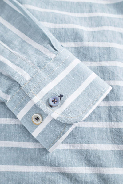 Colours & Sons Leinenhemd gestreift - Kimono Stripes - blau (585)