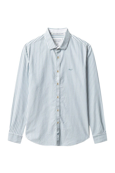 Colours & Sons Hemd Oxford Stripes - Kimono Stripes - blau (585)