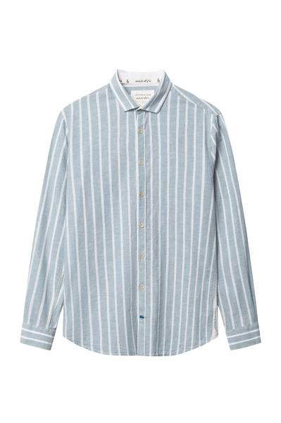 Colours & Sons Leinenhemd gestreift - Kimono Stripes - blau (585)