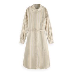 Scotch & Soda Gestreiftes Midi-Hemdkleid - beige/weiß (214)