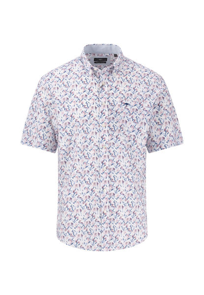 Fynch Hatton Kurzarmhemd aus Baumwolle - blau/pink (461)