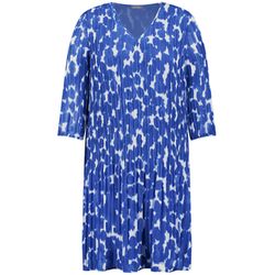Samoon Knieumspielendes Plisseekleid - blau (08962)