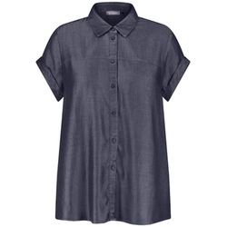 Samoon Kurzarmbluse im Jeans-Look - blau (08989)