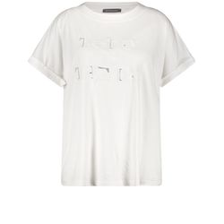 Samoon T-Shirt mit appliziertem Wording - beige/weiß (09600)
