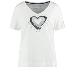 Samoon Weiches Shirt mit verziertem Herz-Print - weiß (09702)