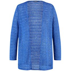 Samoon Langer Cardigan aus Lochstrick - blau (08961)