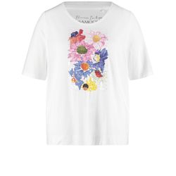 Samoon T-Shirt mit Frontprint - beige/weiß (09602)