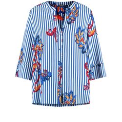 Samoon 3/4 Arm Bluse mit mit Streifen-Paisley-Muster - blau (06592)