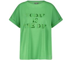 Samoon T-shirt with applied wording - green (05750)