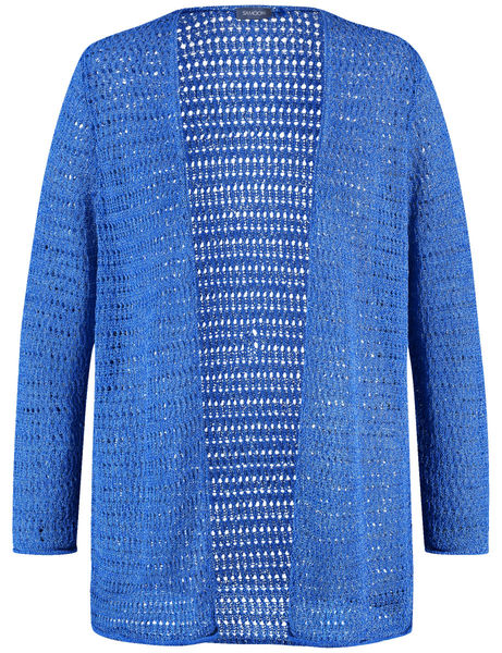 Samoon Long cardigan in openwork knit blue (08961) 50