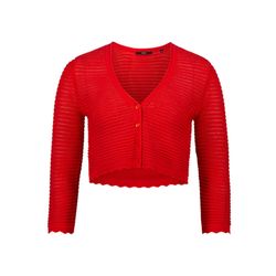 Zero Strickjacke kurz mit Wellensaum - rot (4137)