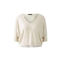 Oui Fine knit sweater with batwing sleeves and subtle gold sheen - beige (0767)